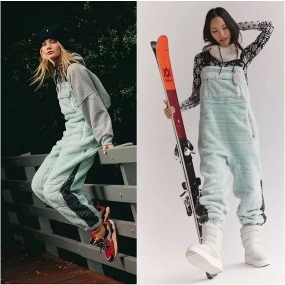 Free People Movement Hit the Slopes Salopette Fleece Overall Bibs - Picture 1 of 4